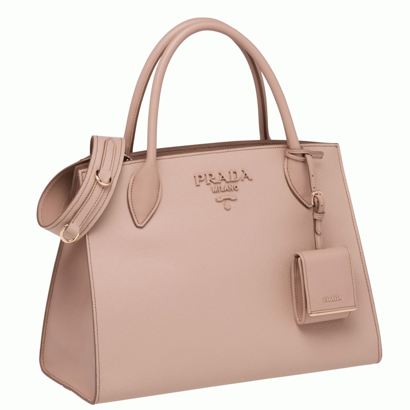 Pra*a Monochrome Medium Bag Best Replica in Nude