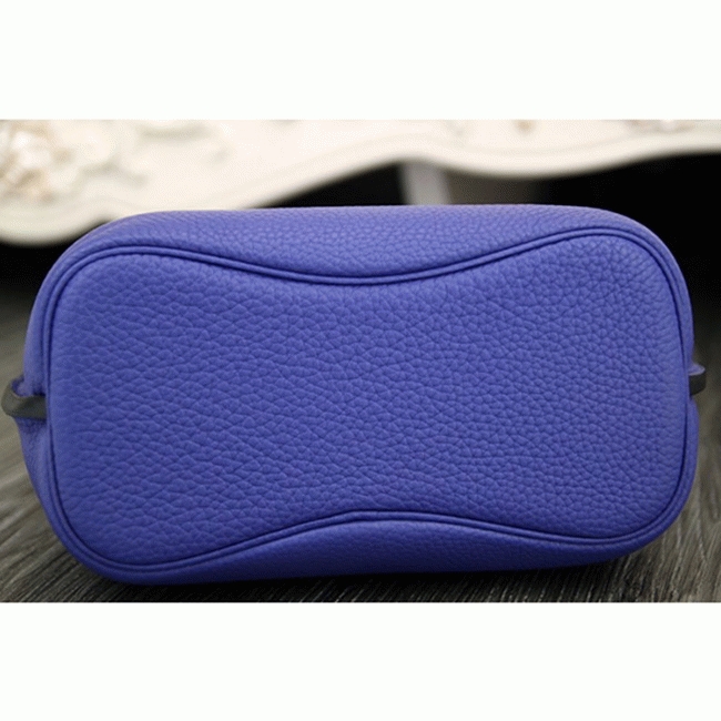 Blue Leather Knockoff H**me5 So Kelly 22cm Cool-Toned Handbag