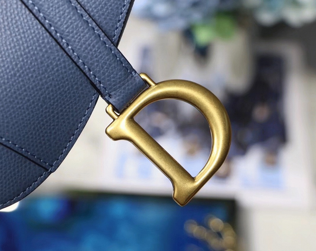 D10r Saddle Bag Knockoff in Denim Blue Grained Calfskin