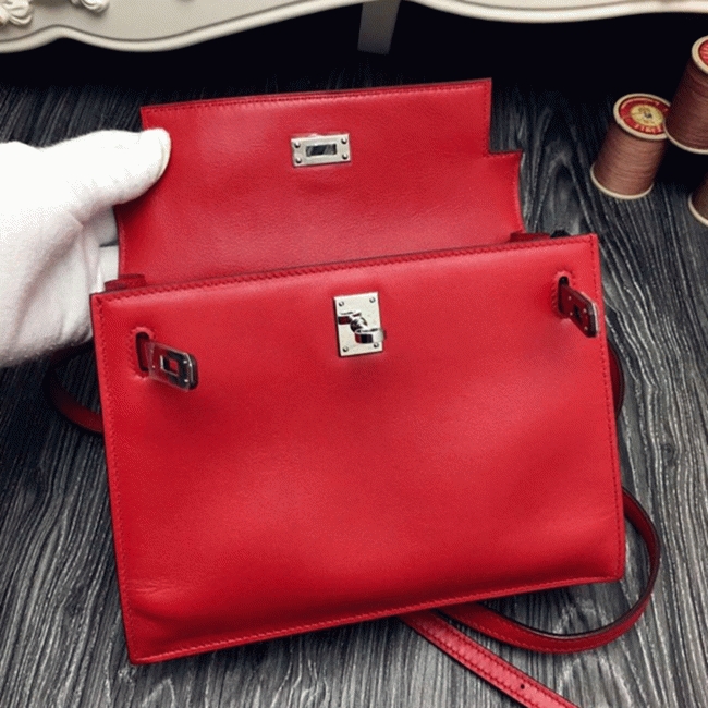 Red Swift Leather Fake H**me5 Kelly Danse Chic Handbag