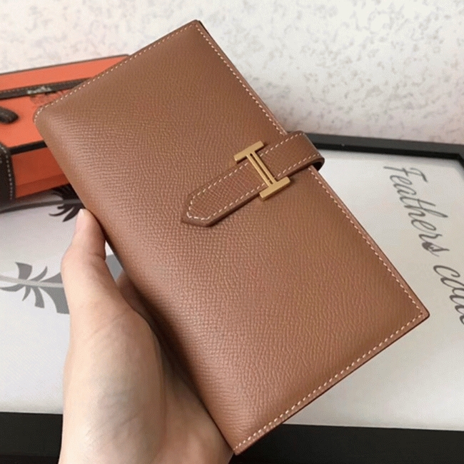 Brown Epsom Fake H**me5 Bearn Wallet