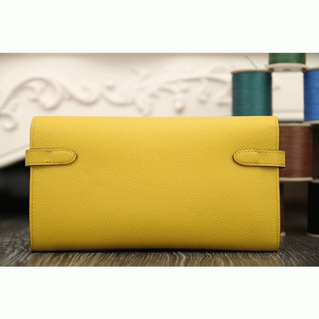 Yellow replica H**me5 Kelly Longue wallet
