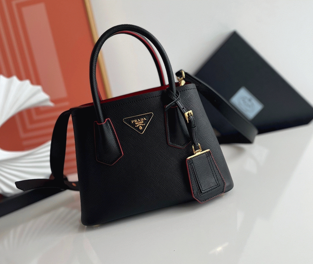 Black Pra*a Double Mini Bag Replica