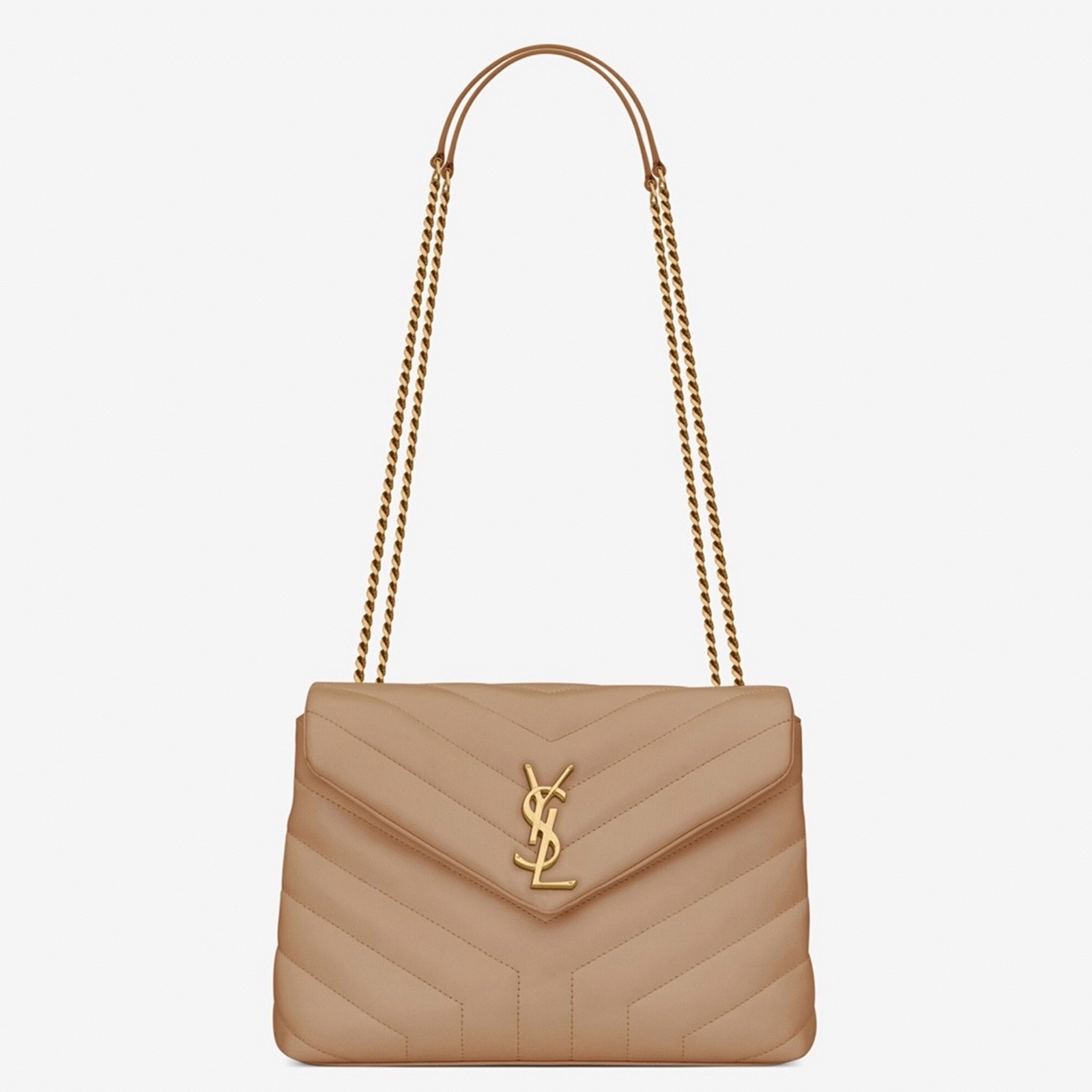 Fake Sa1nt Lau*nt LouLou Small Chain Bag Beige