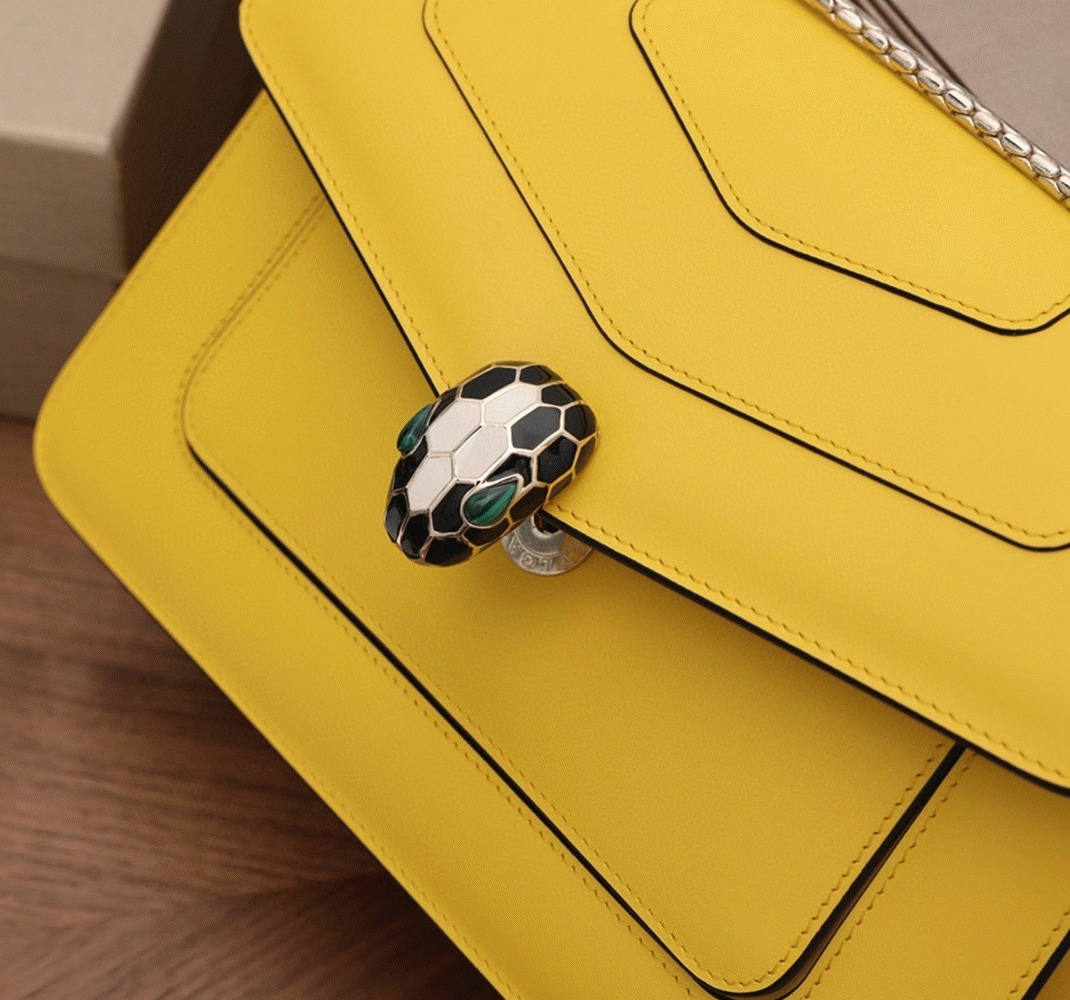 Replica Bv1g*ai Serpenti Forever Medium Shoulder Bag Yellow Calfskin