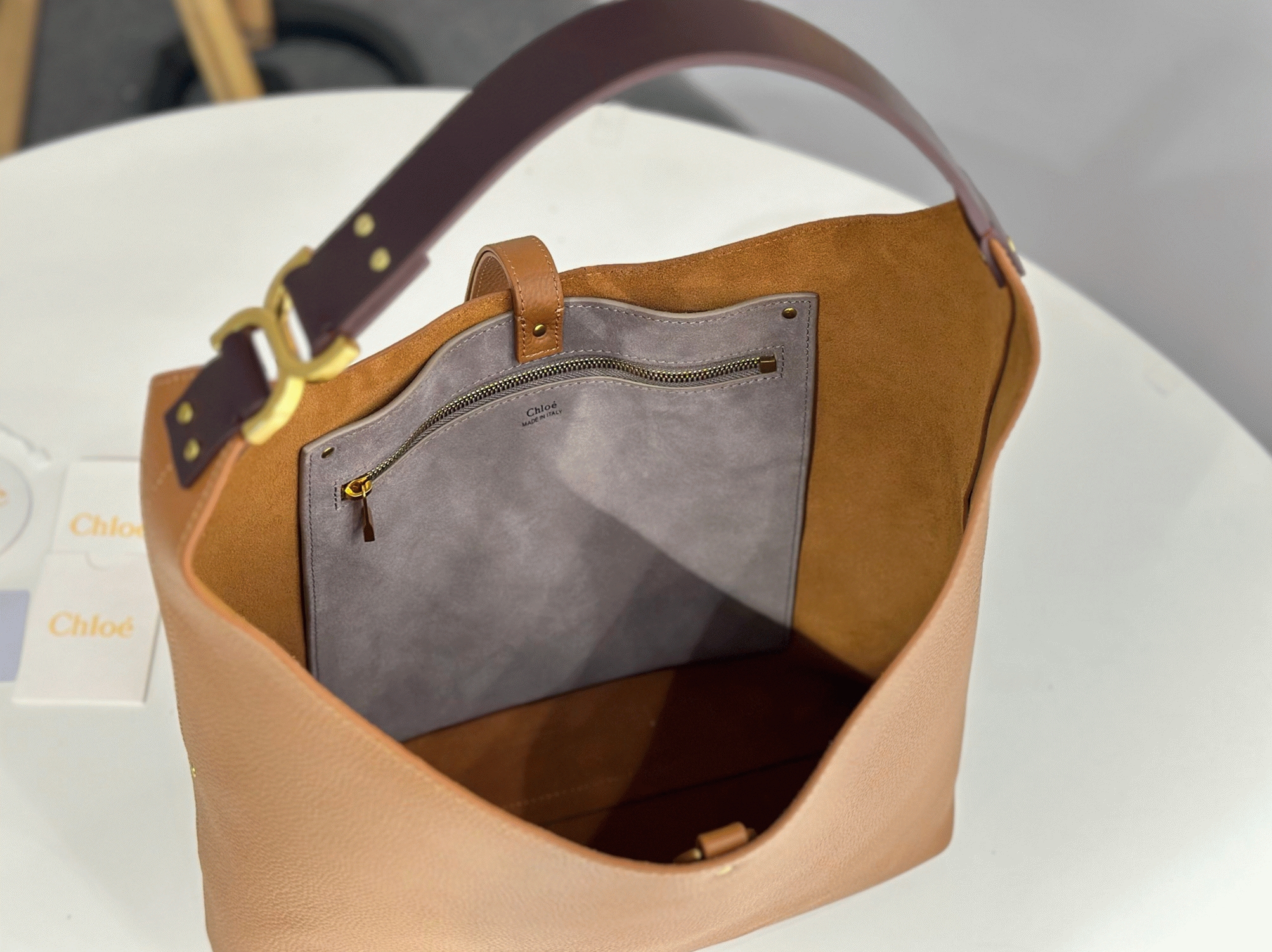 Top Quality Fake Chloe Marcie Hobo Bag in Brown Grained Leather