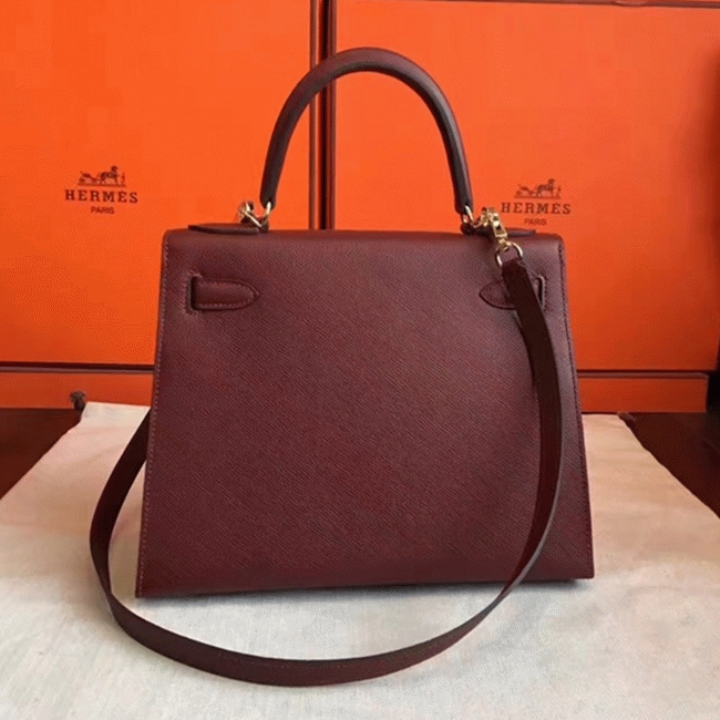 Bordeaux Epsom Copy H**me5 Kelly Sellier 28cm Premium Handbag