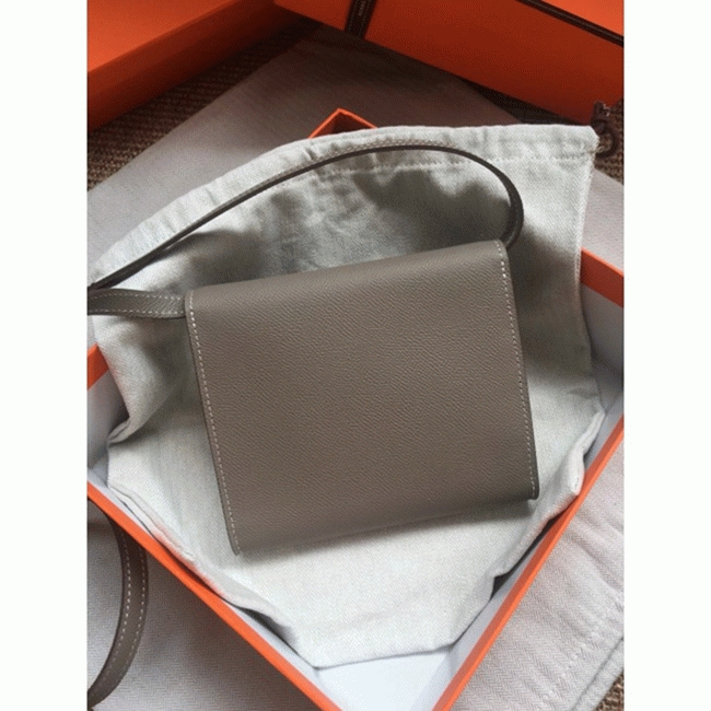 Grey 1:1 replica H**me5 Clic wallet with strap