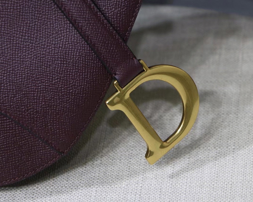 D10r Saddle Bag Knockoff in Amaranth Grained Calfskin