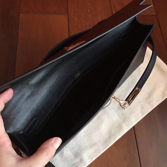 Black Swift Fake H**me5 Kelly Cut Clutch Elegant Clutch