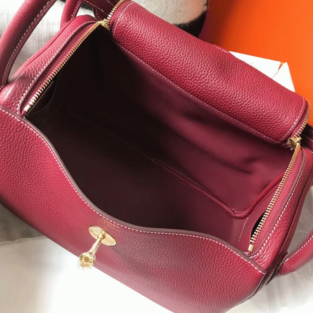 Replica H**me5 Lindy 30cm bag in bordeaux color