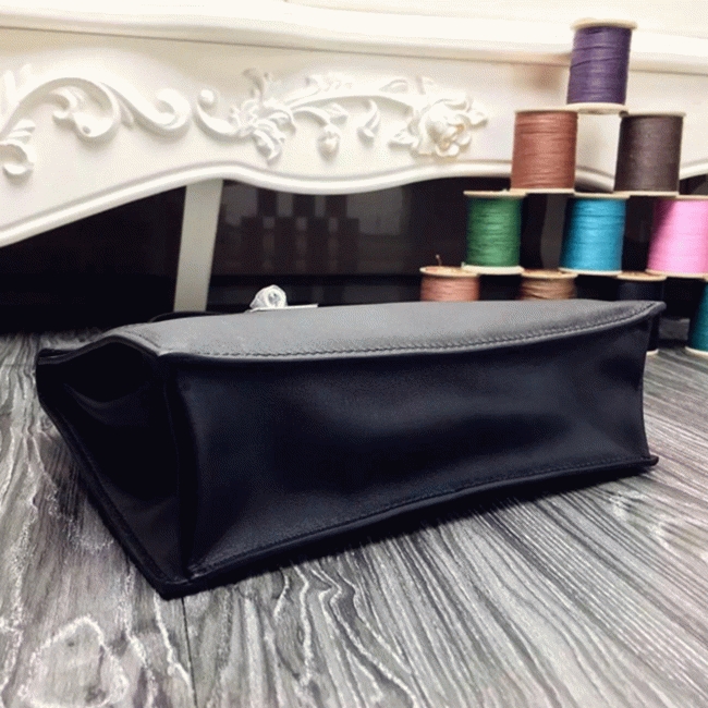 Black Swift Leather Replica H**me5 Kelly Danse Versatile Handbag