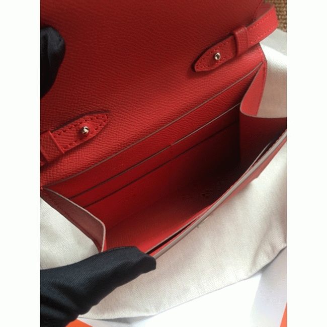 Red luxury replica H**me5 Clic wallet with strap