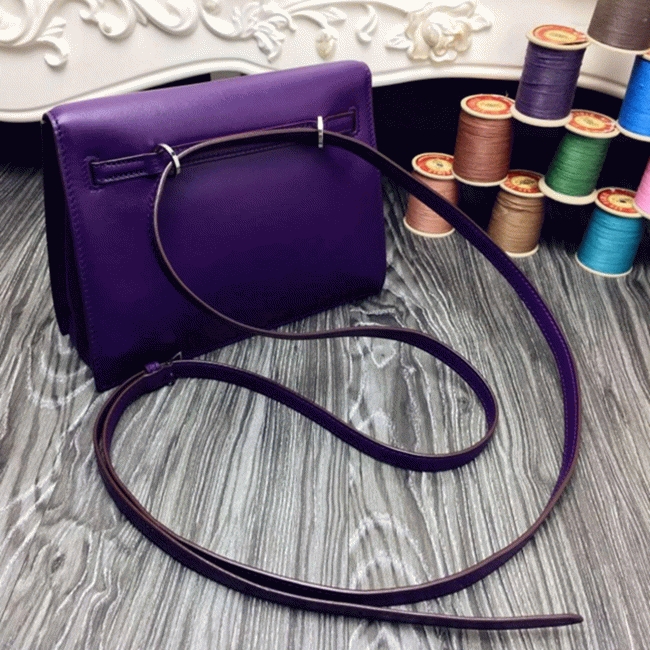 Purple Swift Leather Knockoff H**me5 Kelly Danse Stylish Bag