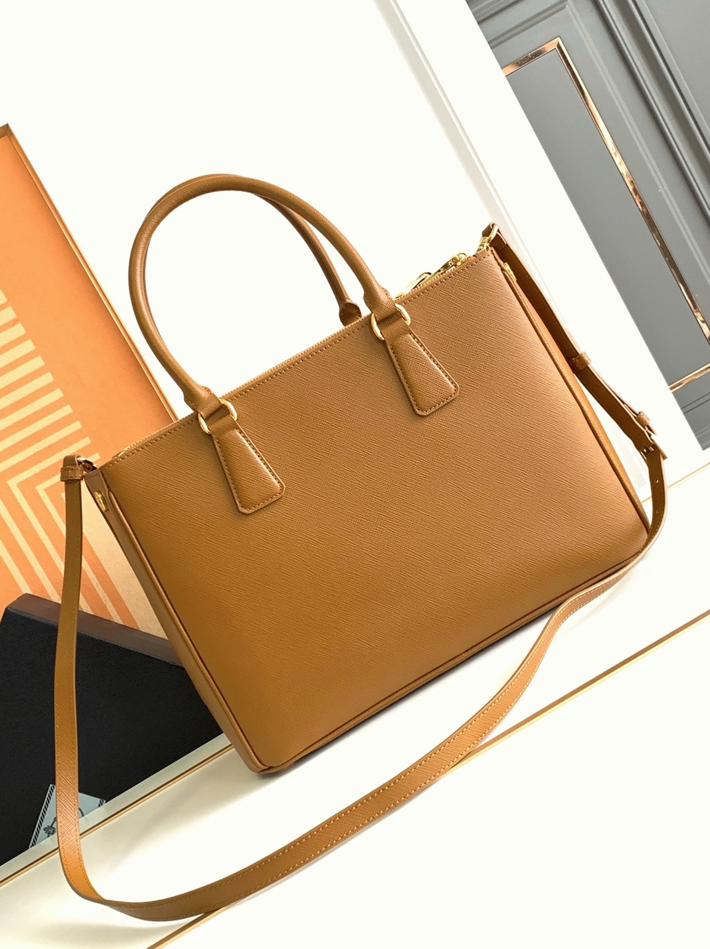 Brown Pra*a Galleria Large Bag Knockoff