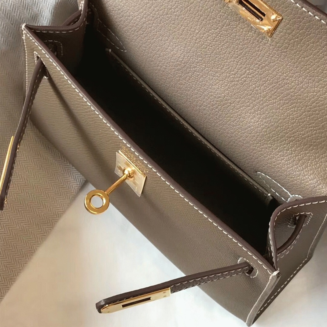 H**me5 Kelly Mini II Bag Replica in Taupe Grey