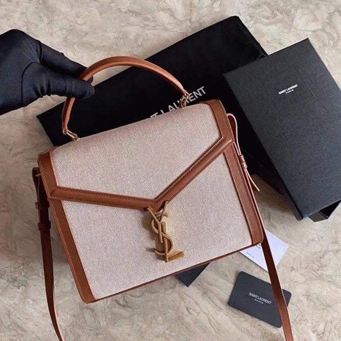 Fake Sa1nt Lau*nt Cassandra Medium Bag Beige Canvas