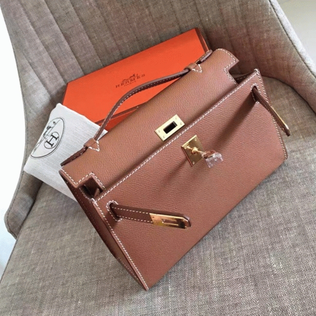 H**me5 Gold Epsom High Quality Replica Kelly Pochette Elegant Clutch
