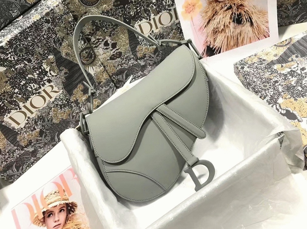 D10r Saddle Bag Faux in Grey Ultramatte Calfskin