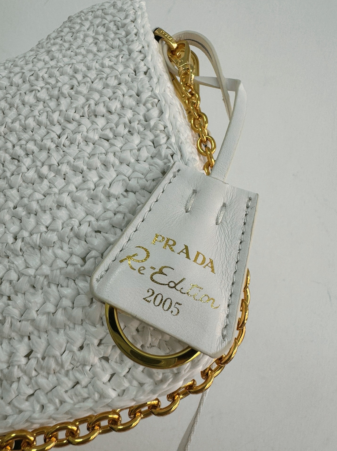 Pra*a Re-Edition Crochet Bag Fake in White