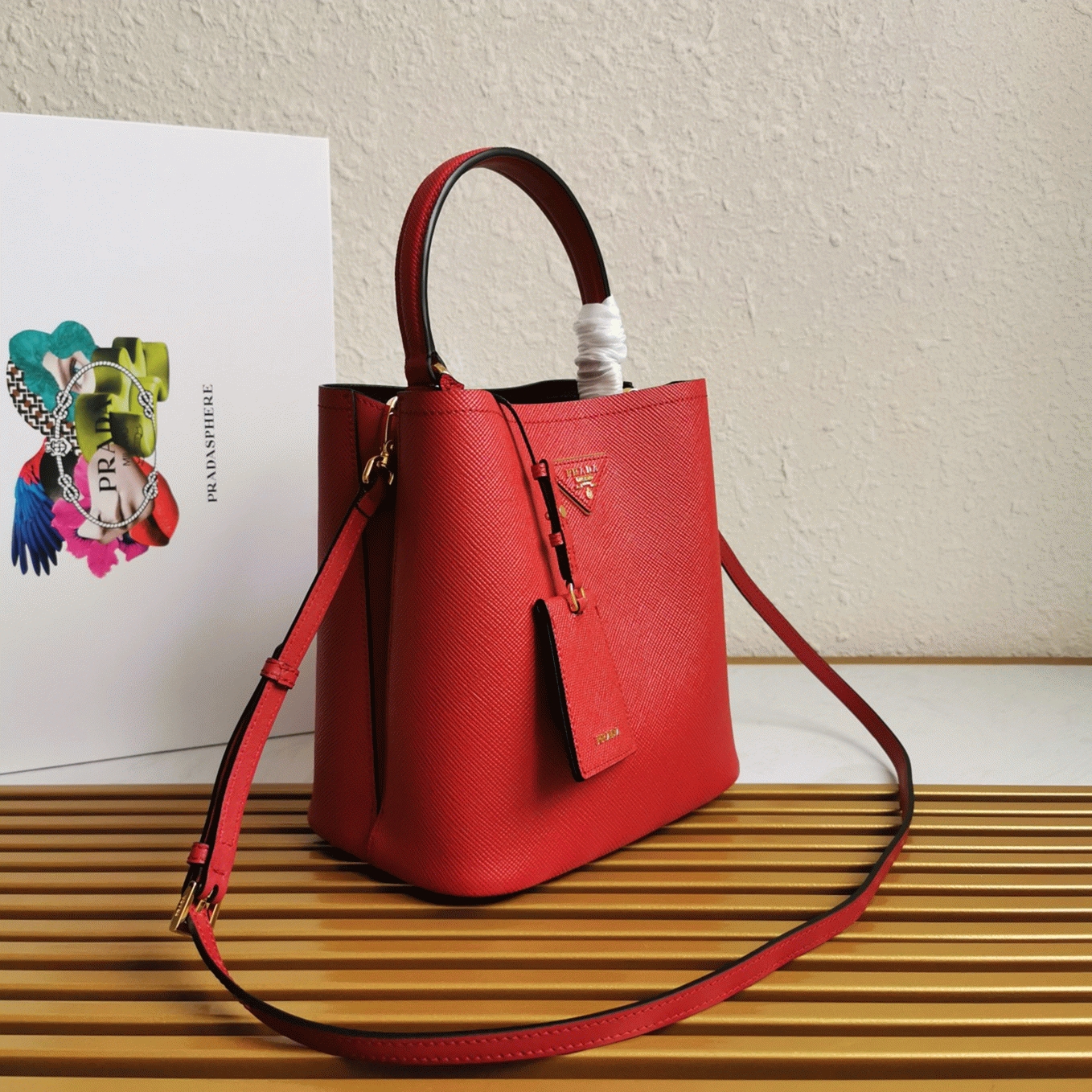 Red Pra*a Medium Panier Bag Fake