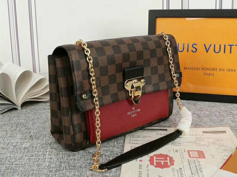 L0vis Vvtt0n Damier Ebene Canvas Vavin PM Bag In Bordeaux Red