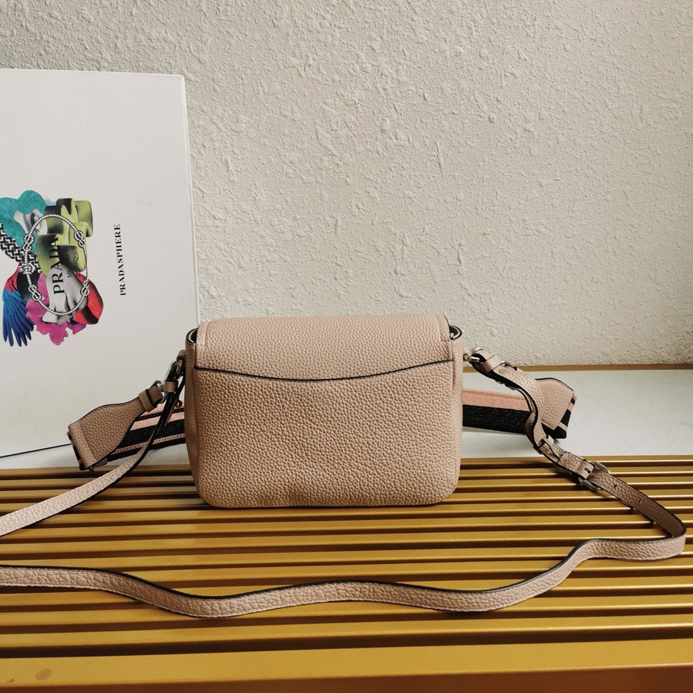 Pra*a Flap Shoulder Bag Replica in Light Pink