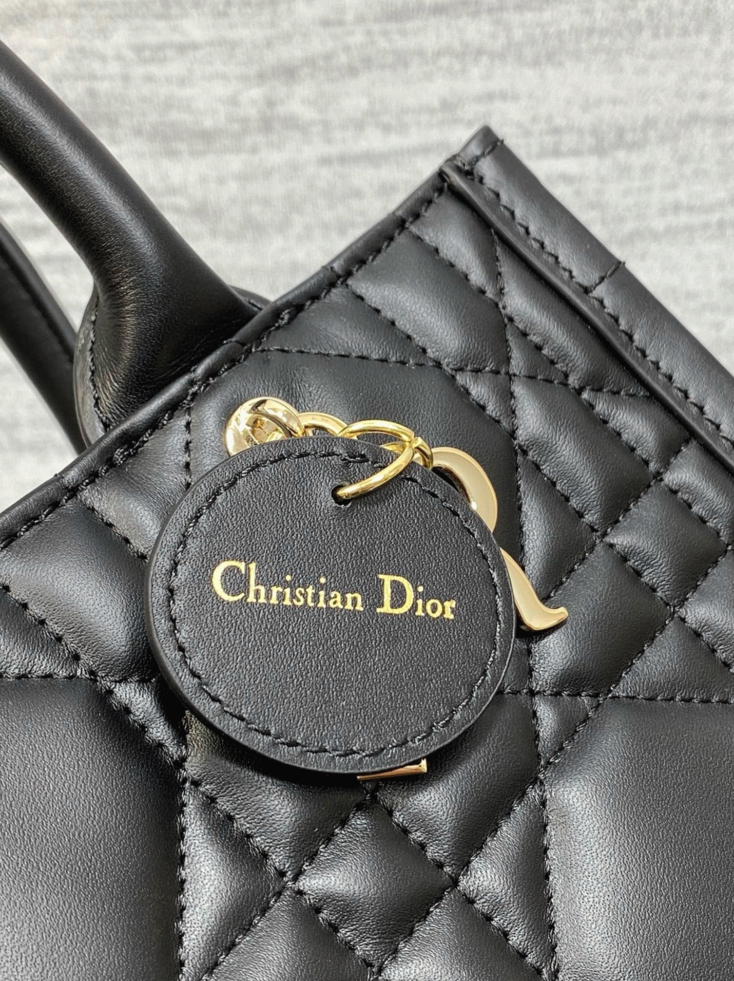 D10r Small Book Tote Bag Fake with Strap in Black
