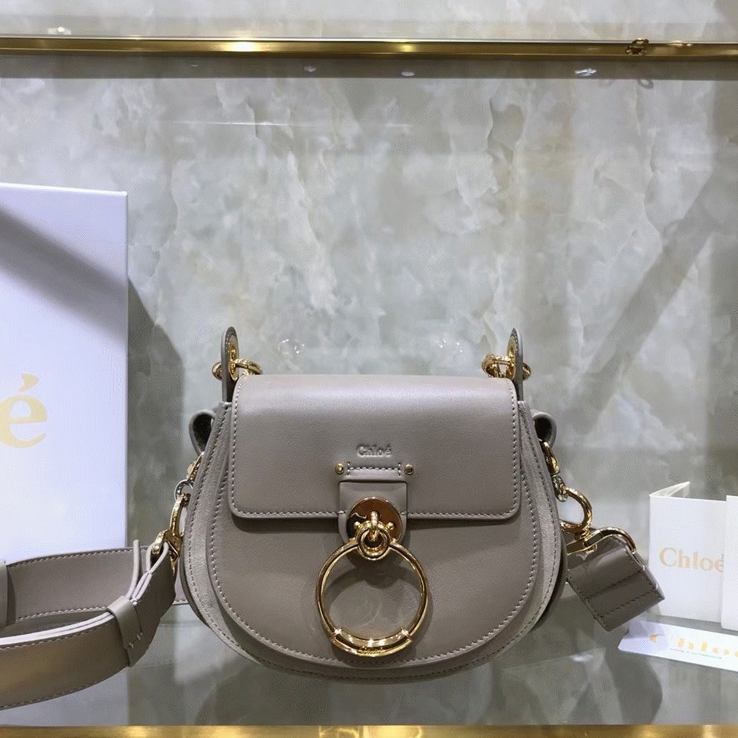 Top Quality Replica Chloe Small Tess Shoulder Bag In Grey Calfskin