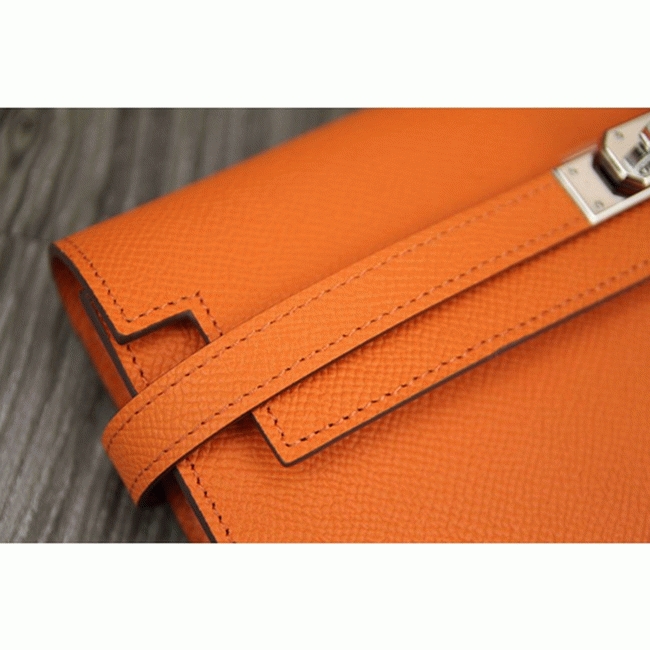 Orange cheap replica H**me5 Kelly Longue wallet