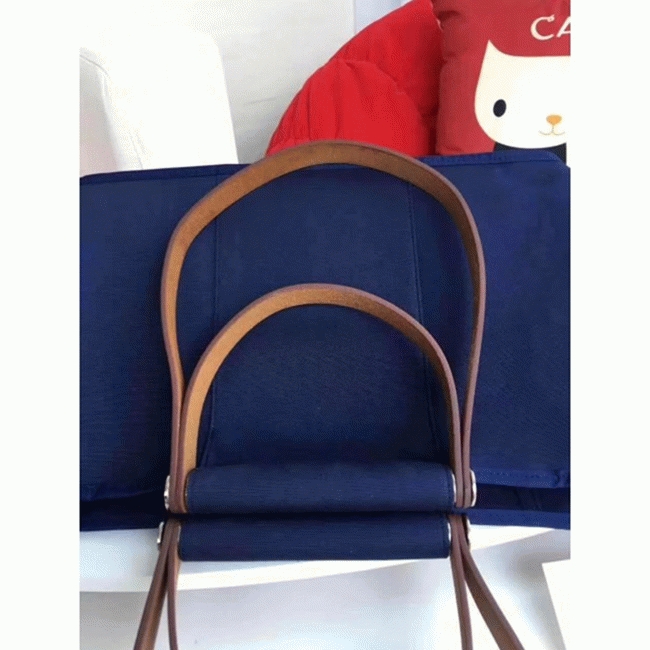 Dark Blue Canvas Knockoff H**me5 Cabag Elan Casual Tote