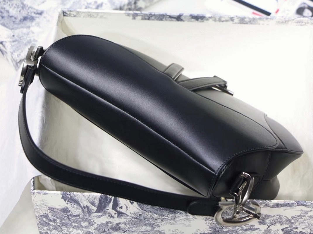 D10r Saddle Bag Replica in Black Soft Calfskin