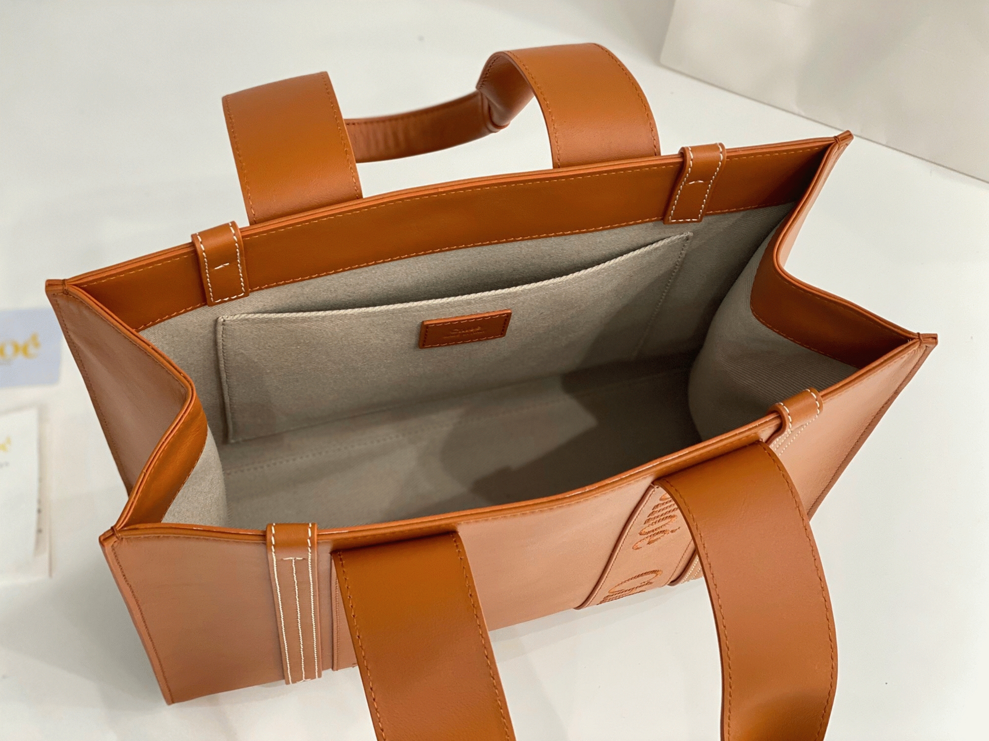 Top Quality Faux Chloe Woody Medium Tote Bag In Brown Calfskin