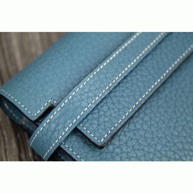 Jean blue knockoff H**me5 Kelly Longue wallet