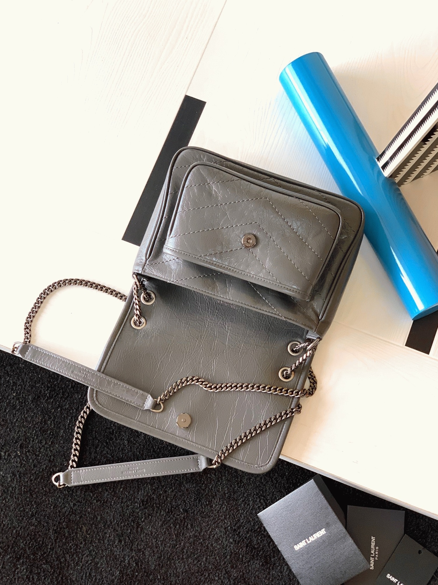 Replica Sa1nt Lau*nt Niki Baby Chain Bag Dark Grey