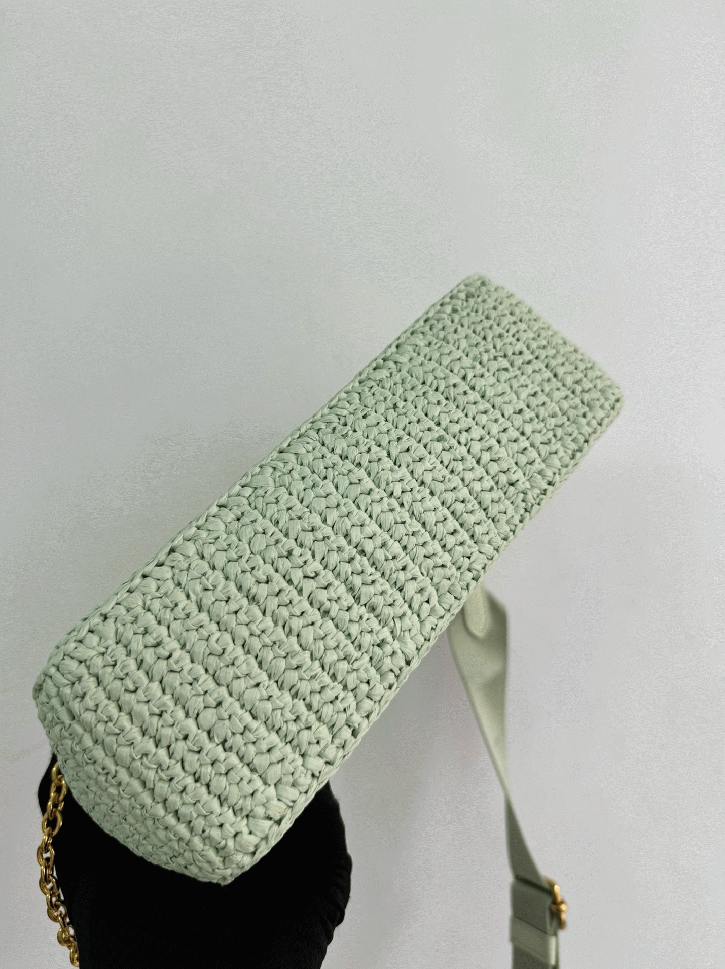 Pra*a Re-Edition Crochet Bag Replica in Aqua