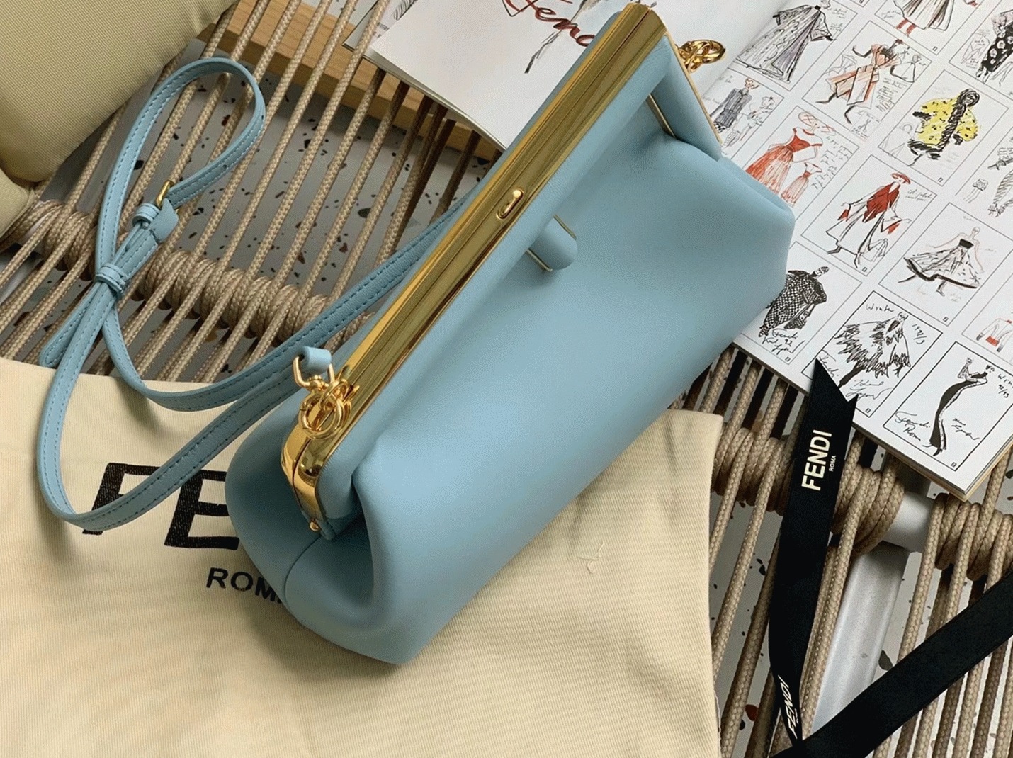 Top Quality Fake F**di First Small Bag In Light Blue