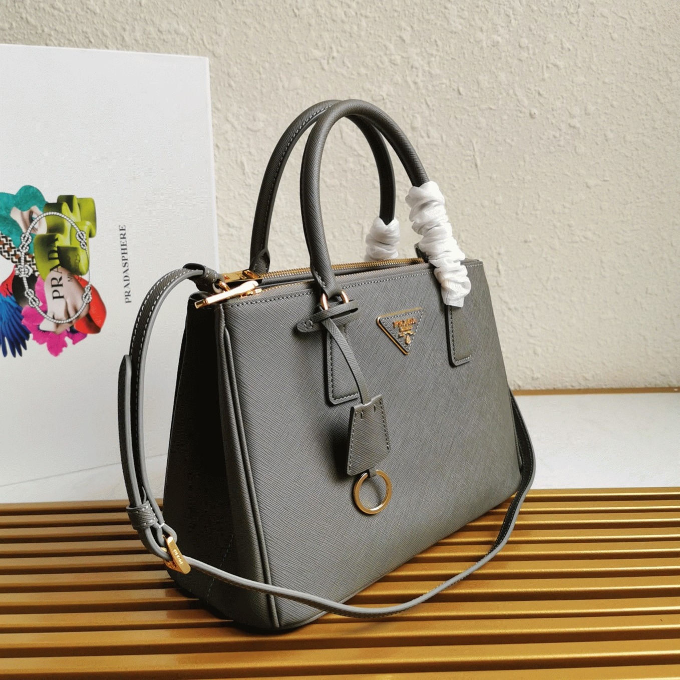 Grey Pra*a Galleria Medium Bag Replica