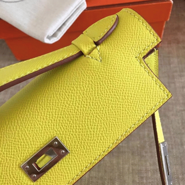 Soufre Epsom Knockoff H**me5 Kelly Pochette Vibrant Handbag