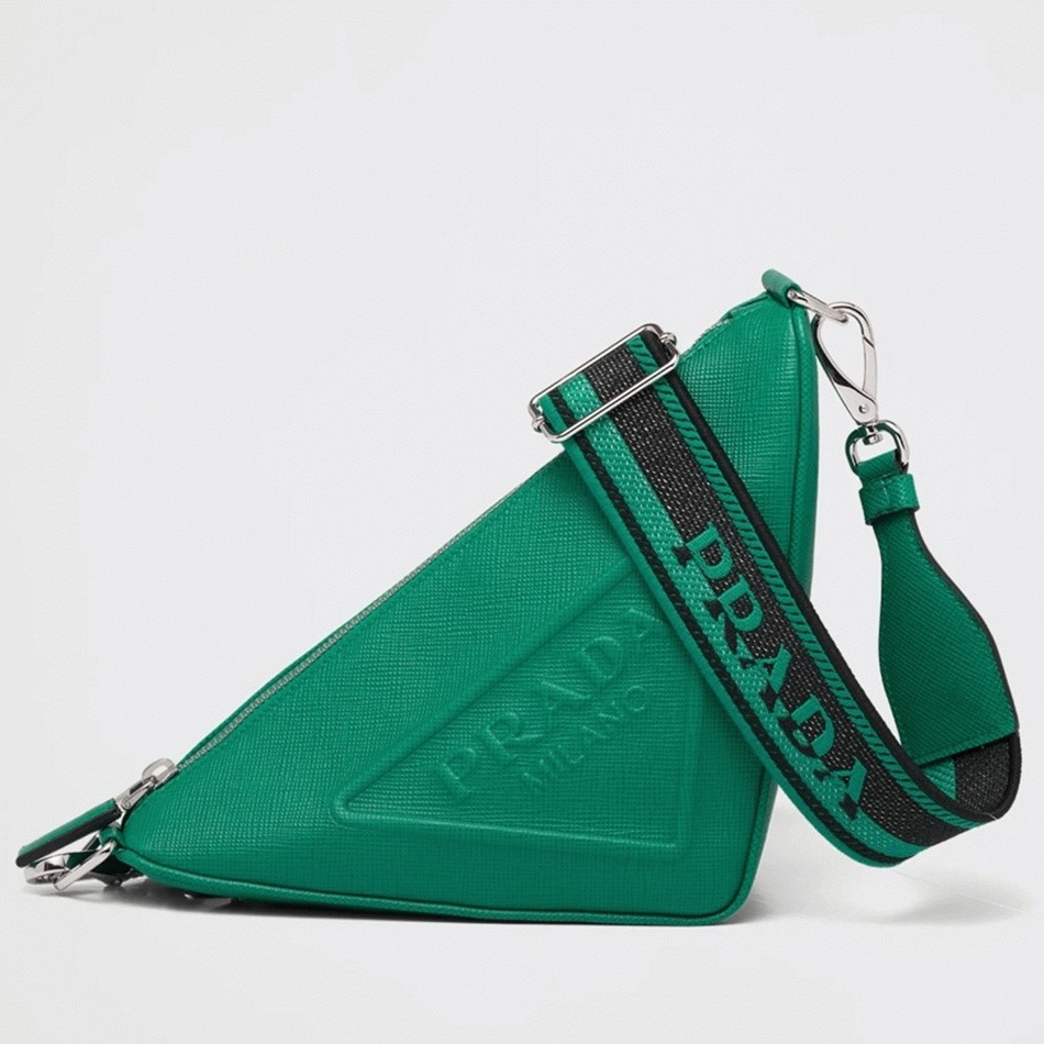 Pra*a Triangle Shoulder Bag Fake in Green