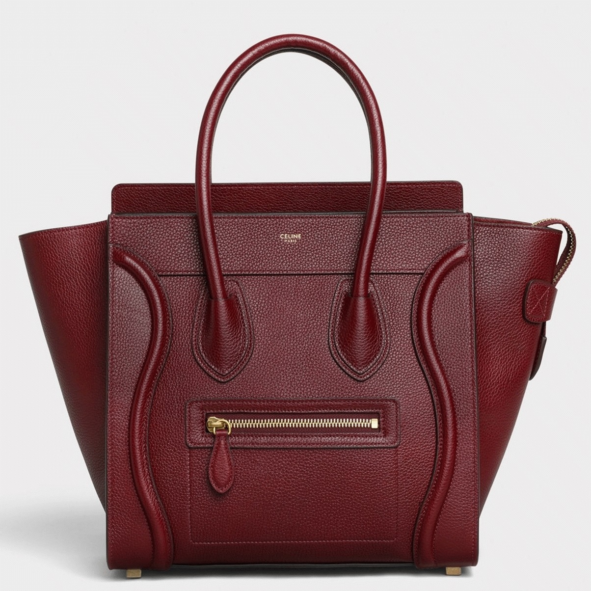 Ce1i*e Micro Luggage Tote Bag Knockoff in Dark Red