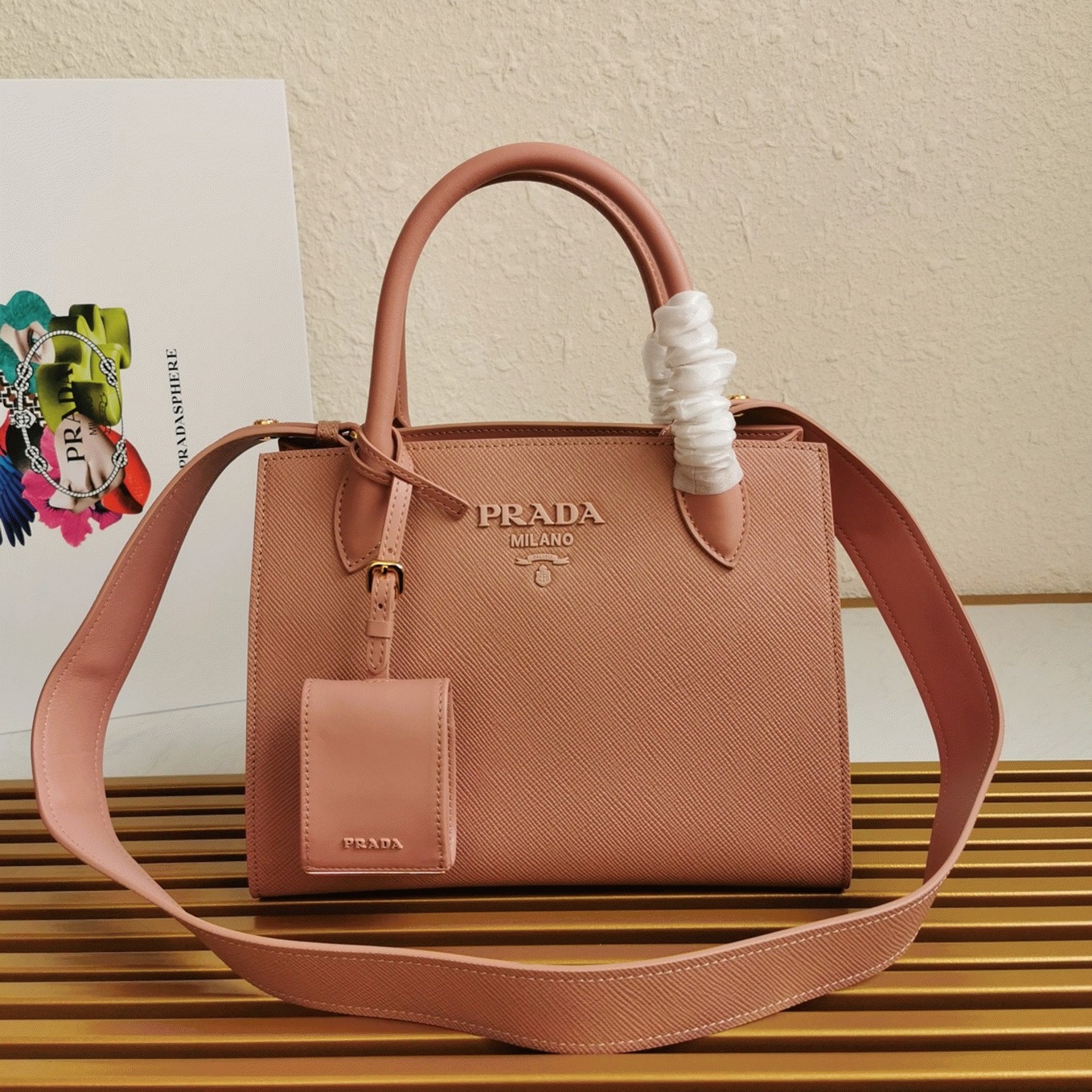 Pra*a Monochrome Small Bag Replica in Pink