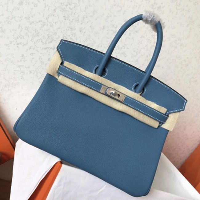 Luxury H**me5 Birkin 25cm Counterfeit in Blue Jean Color