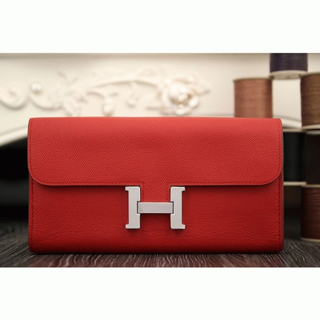 Red AAA fake H**me5 Constance wallet