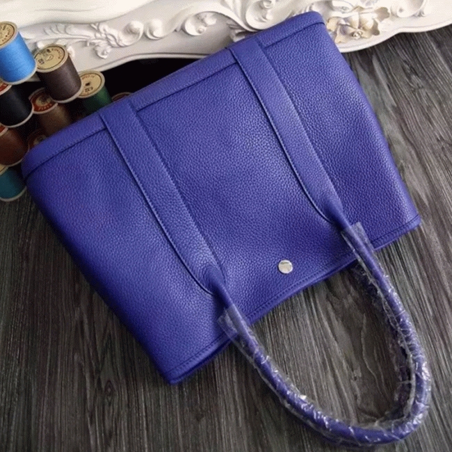Electric Blue Leather Fake H**me5 Garden Party 36cm Tote Bag