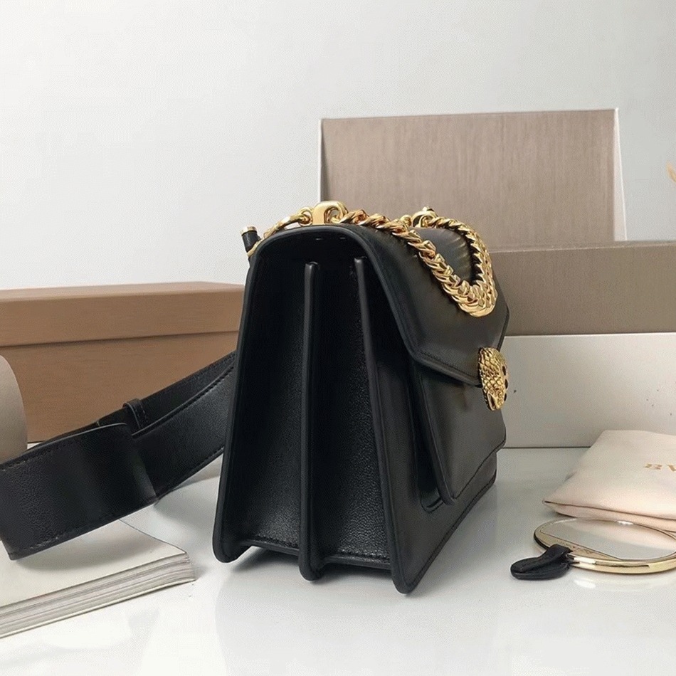 Replica Bv1g*ai Serpenti Forever Small Crossbody Bag with Chain Black