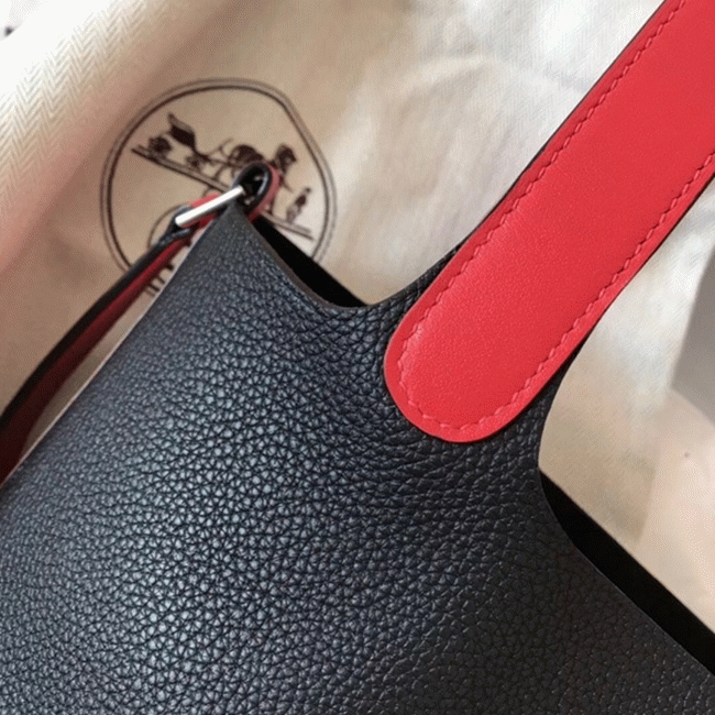 High quality bicolor black replica H**me5 Picotin Lock 18cm handbag