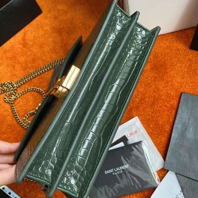 Replica Sa1nt Lau*nt Cassandra Medium Bag Green Crocodile