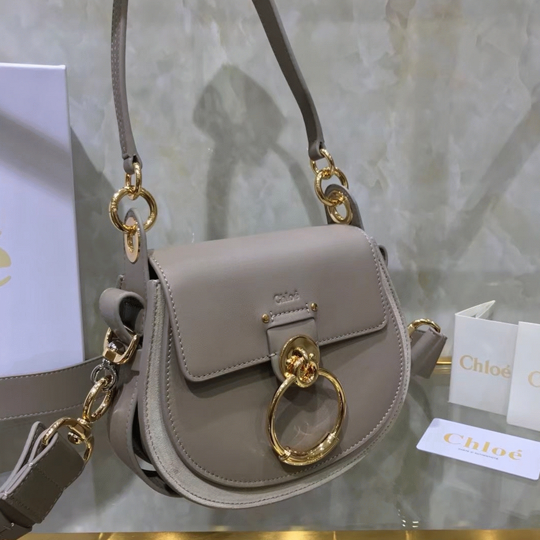 Top Quality Replica Chloe Small Tess Shoulder Bag In Grey Calfskin