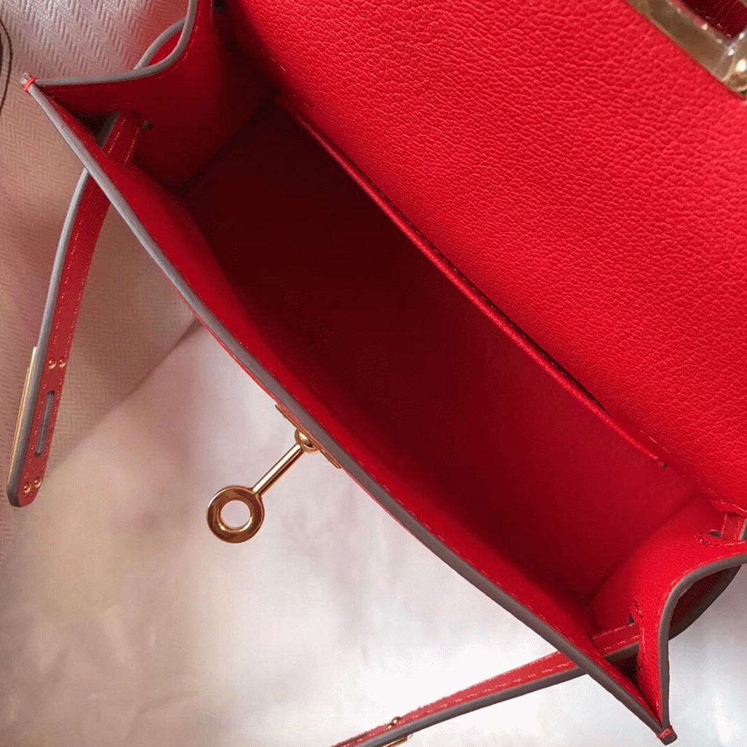 H**me5 Kelly Mini II Bag Replica in Rouge Casaque